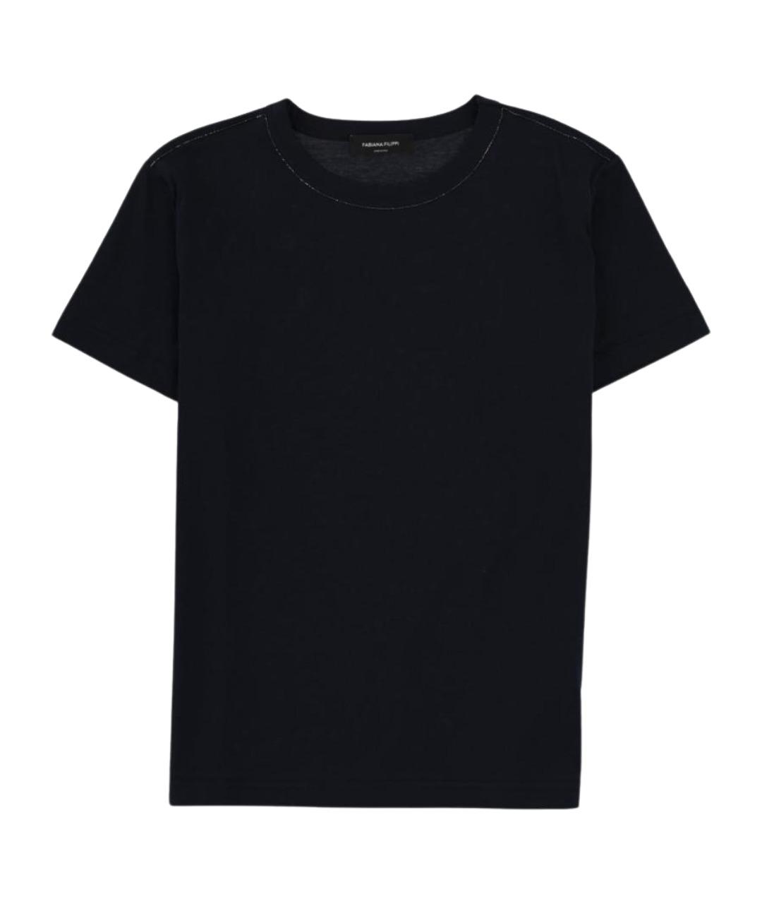 FABIANA FILIPPI Темно-синяя хлопковая футболка, фото 1
