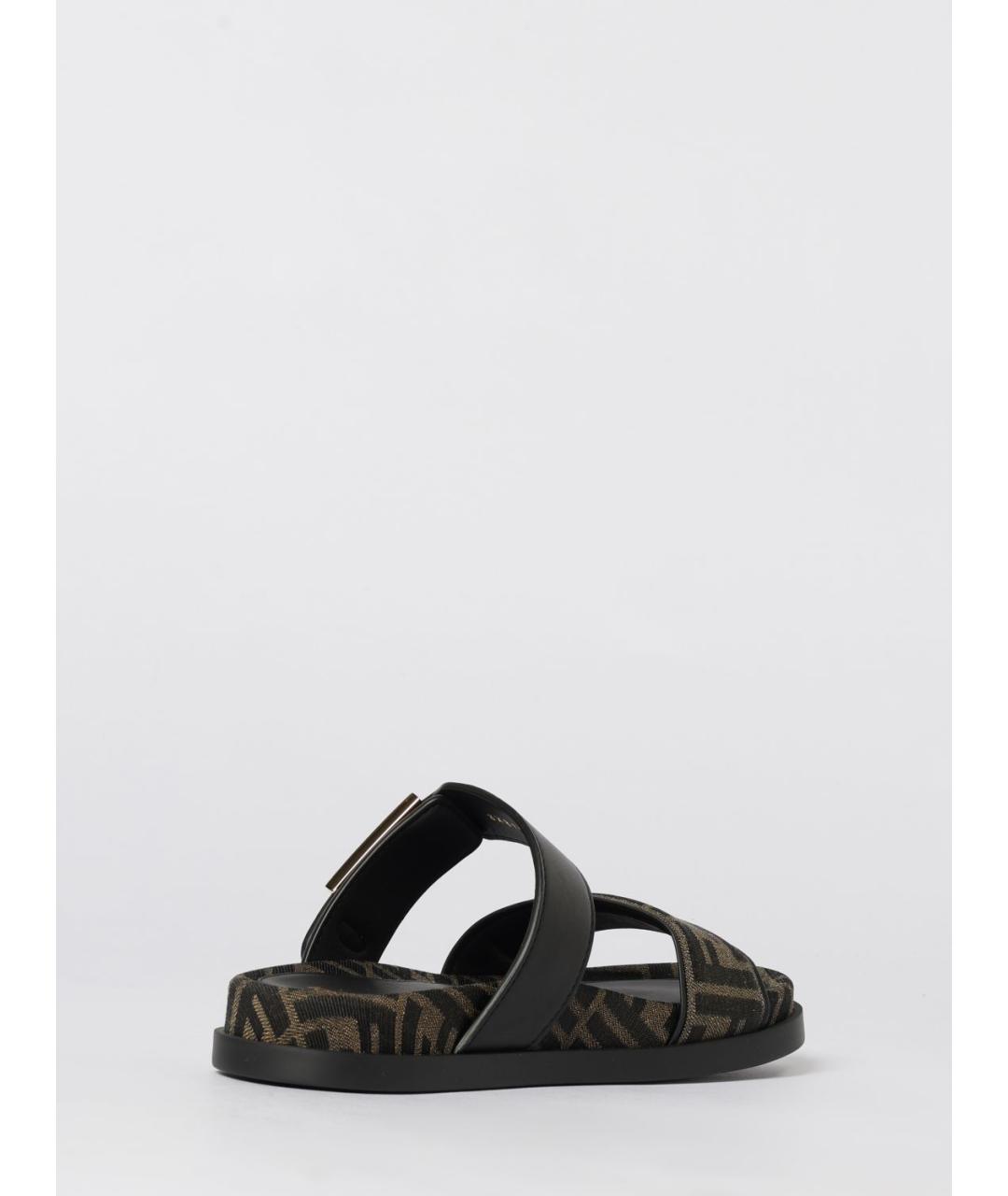 FENDI Коричневые текстильные сандалии, фото 3