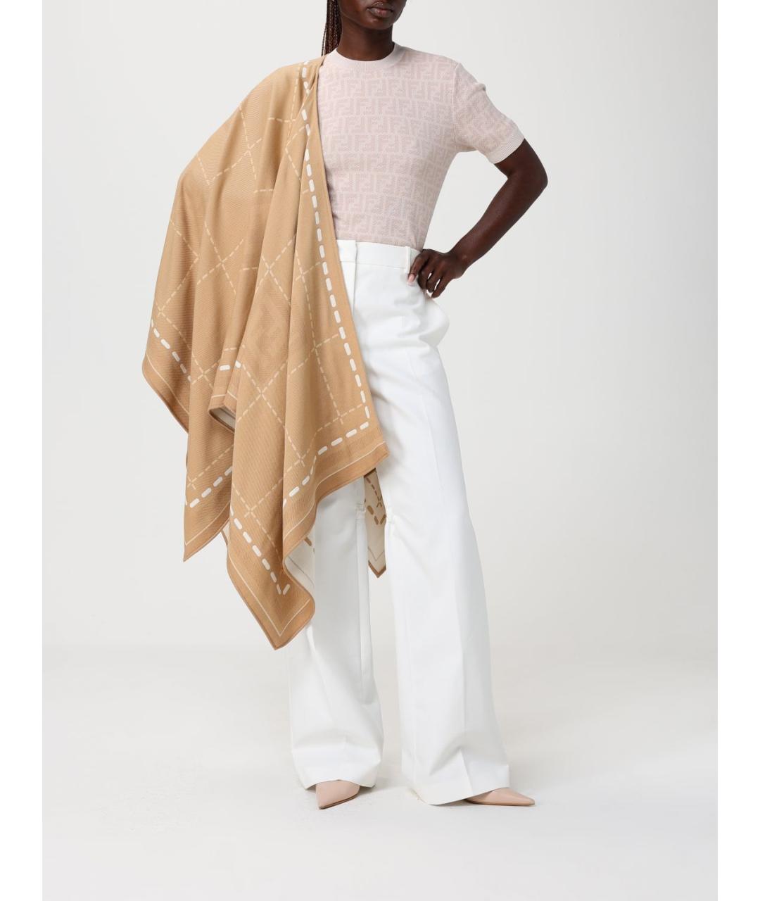 FENDI Белые хлопковые прямые брюки, фото 2