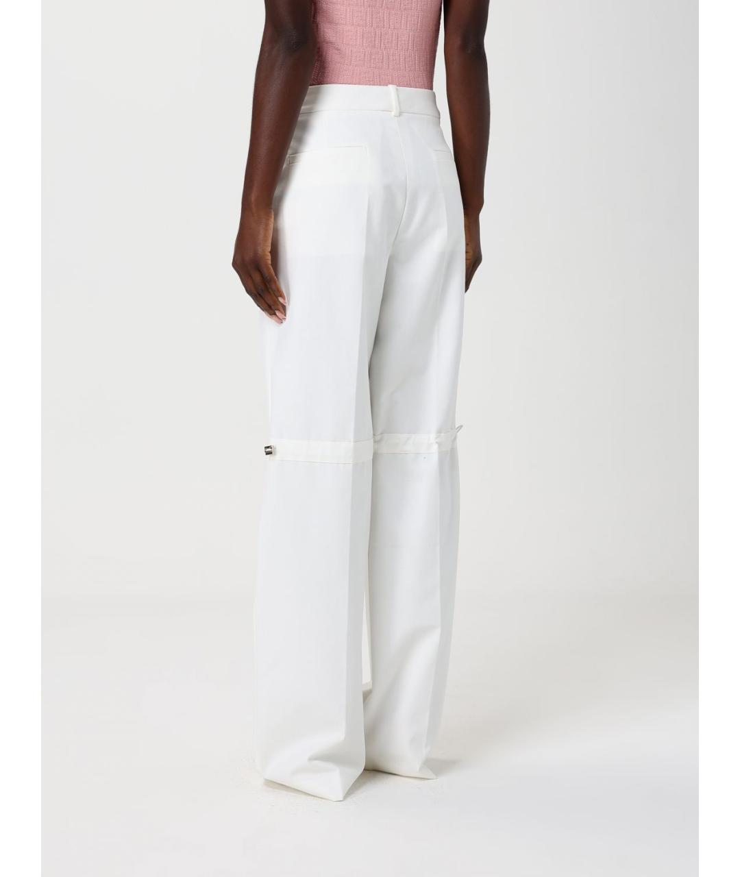 FENDI Белые хлопковые прямые брюки, фото 3
