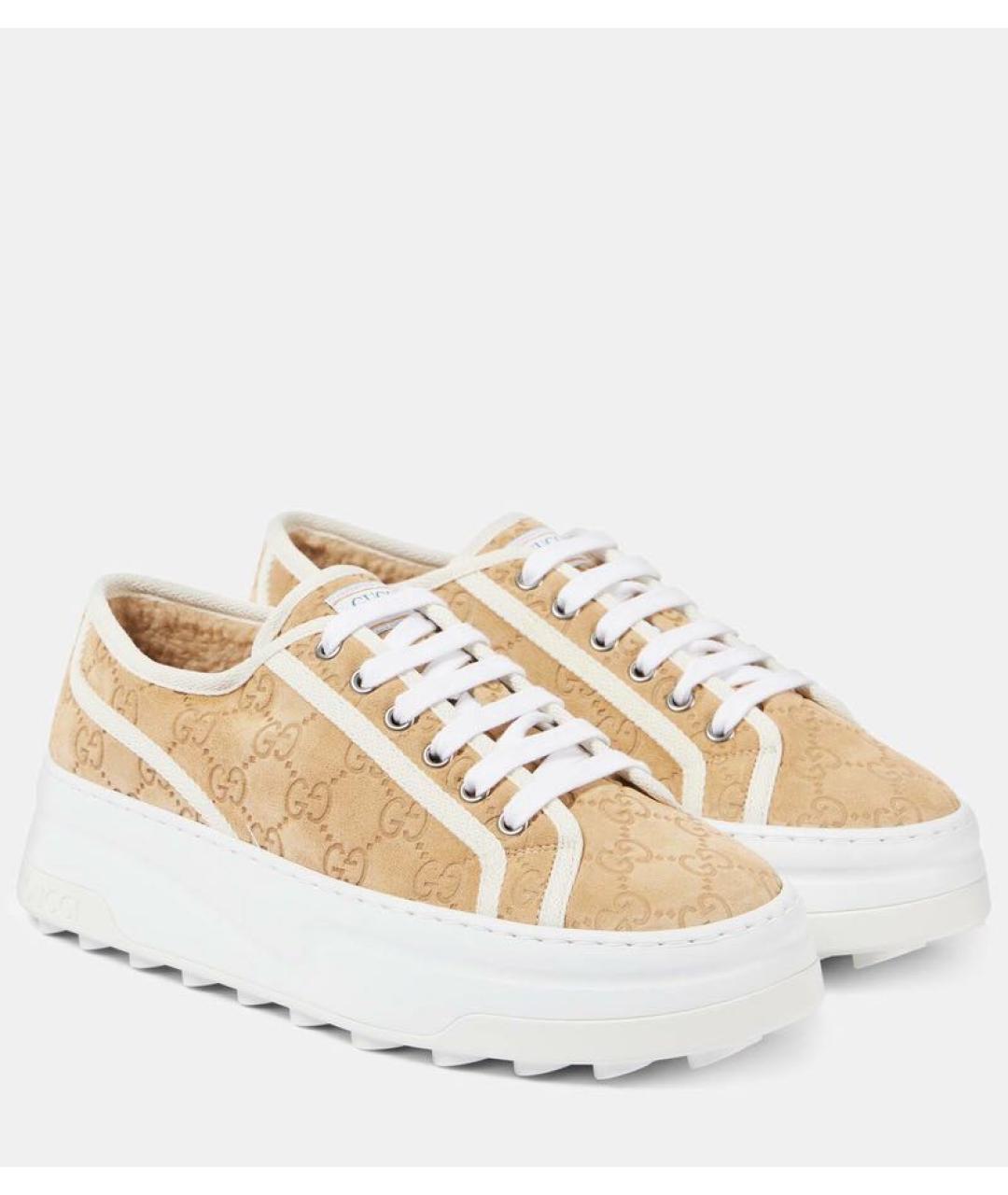 GUCCI Бежевые кеды, фото 4
