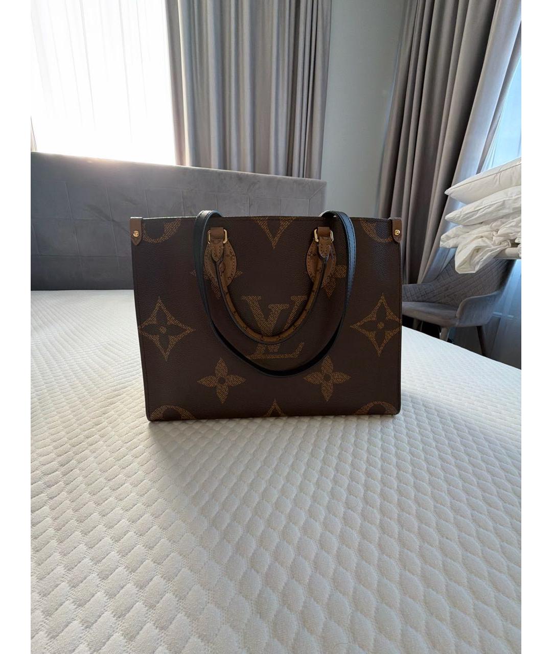 LOUIS VUITTON Коричневая кожаная сумка тоут, фото 5