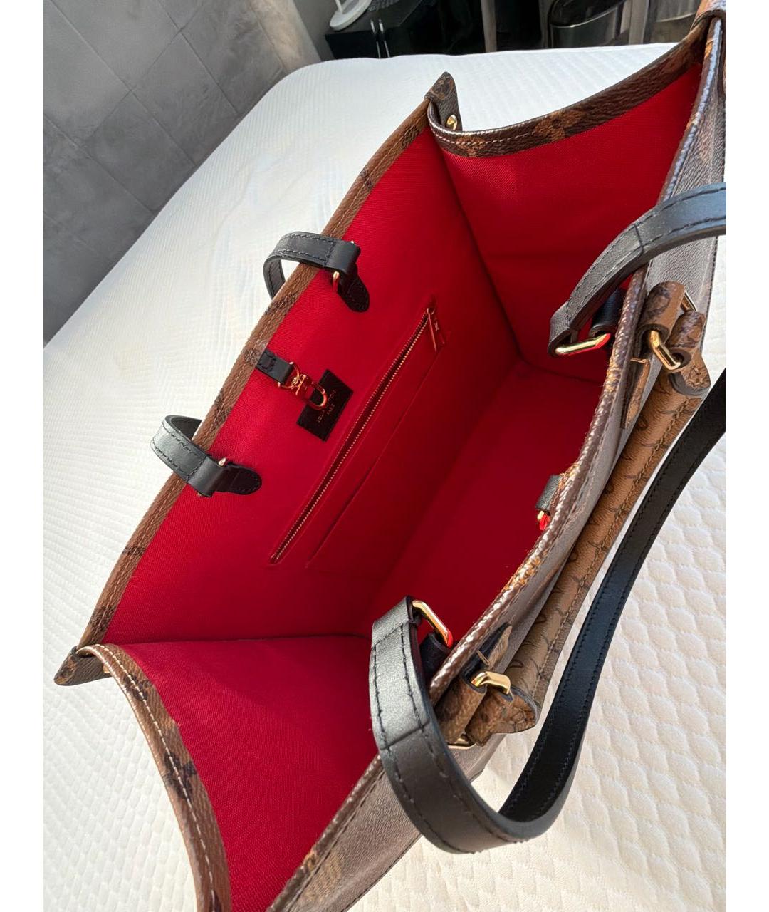 LOUIS VUITTON Коричневая кожаная сумка тоут, фото 4