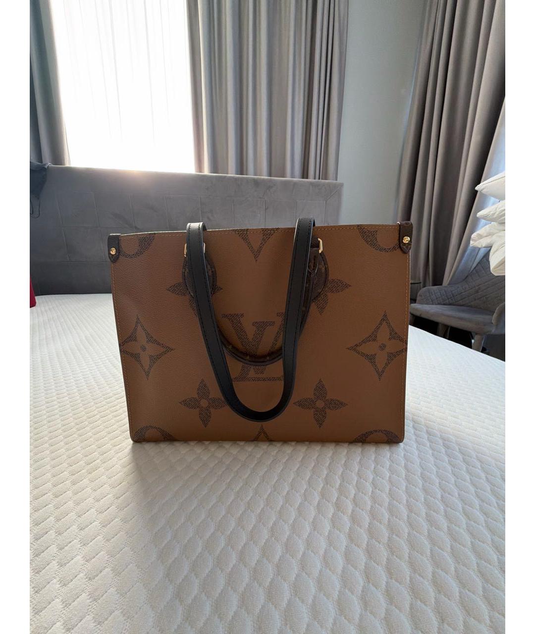 LOUIS VUITTON Коричневая кожаная сумка тоут, фото 3