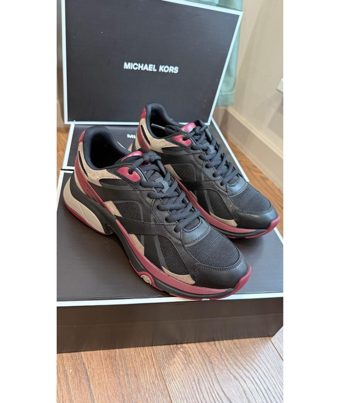 MICHAEL KORS Бордовые кожаные низкие кроссовки / кеды, фото 5