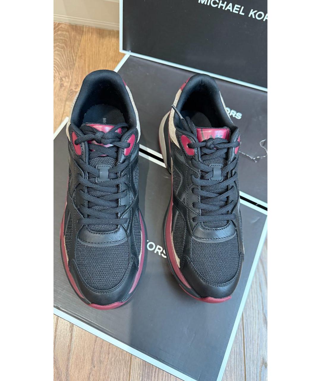 MICHAEL KORS Бордовые кожаные низкие кроссовки / кеды, фото 6