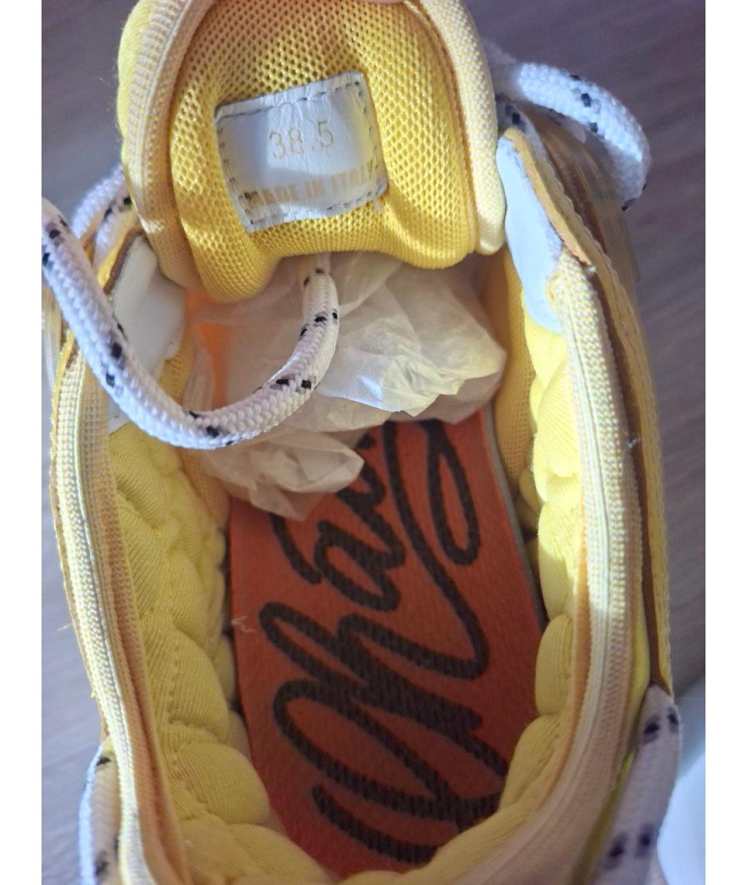 VERSACE Желтые текстильные кроссовки, фото 4