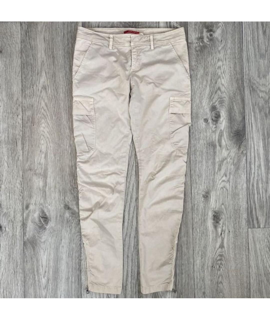 PRADA Бежевые хлопко-эластановые брюки узкие, фото 9