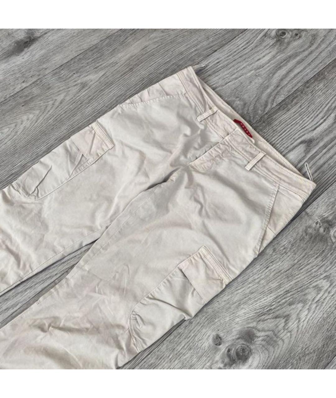 PRADA Бежевые хлопко-эластановые брюки узкие, фото 5