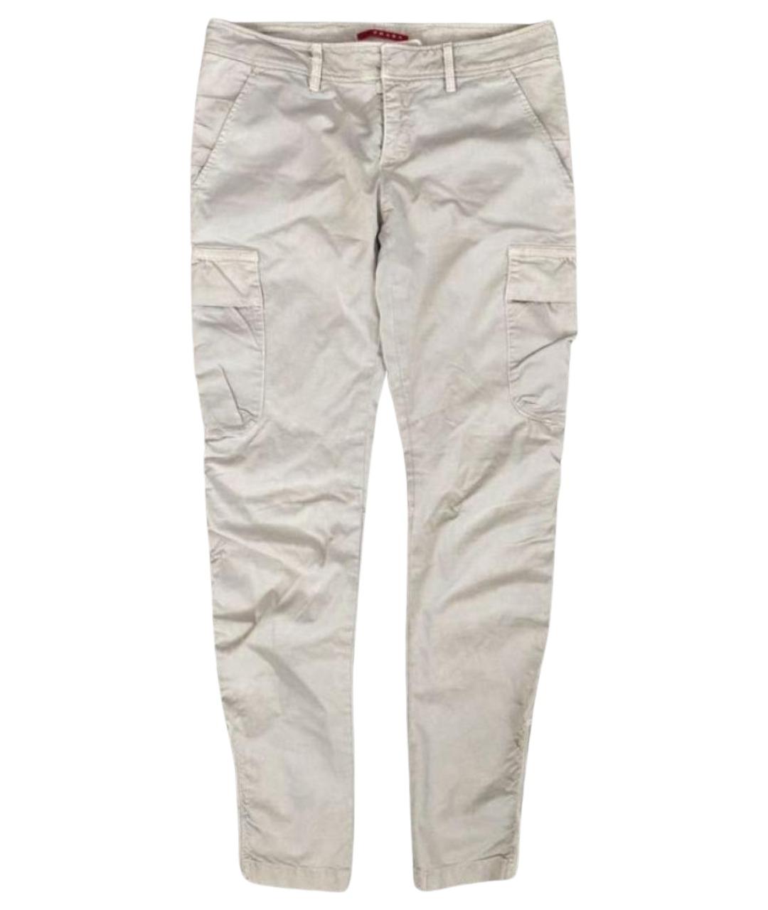 PRADA Бежевые хлопко-эластановые брюки узкие, фото 1