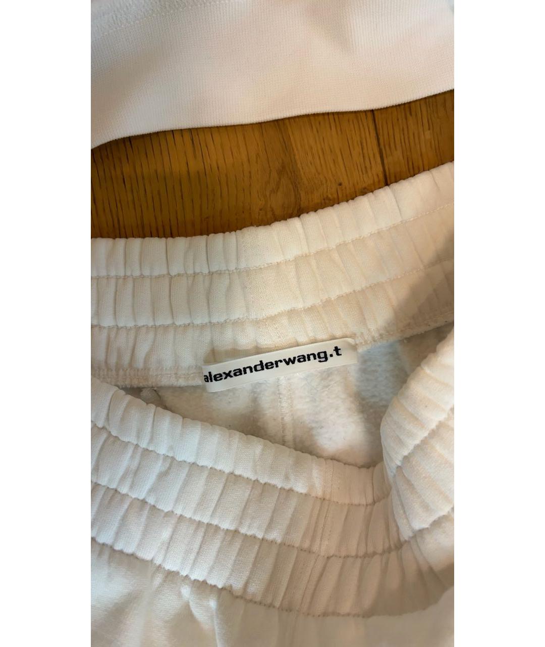 T BY ALEXANDER WANG Белые хлопковые спортивные брюки и шорты, фото 3