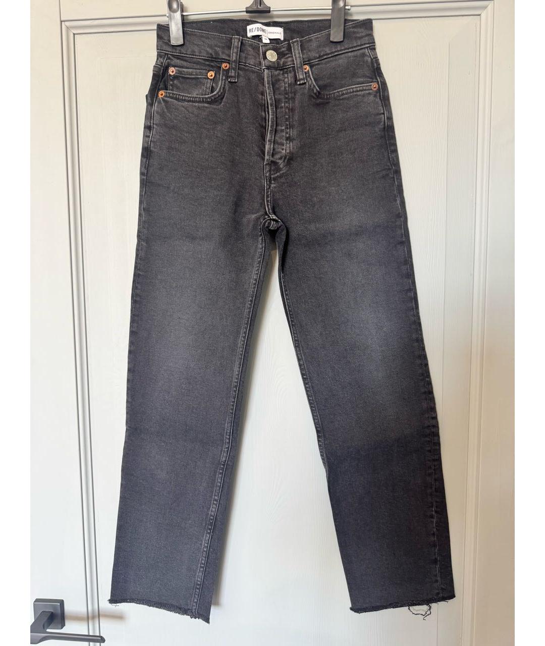 RE/DONE Антрацитовые хлопко-эластановые прямые джинсы, фото 9