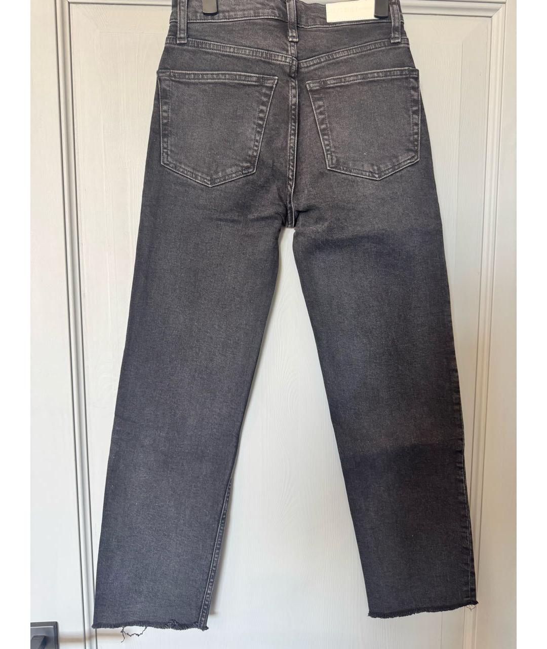 RE/DONE Антрацитовые хлопко-эластановые прямые джинсы, фото 2