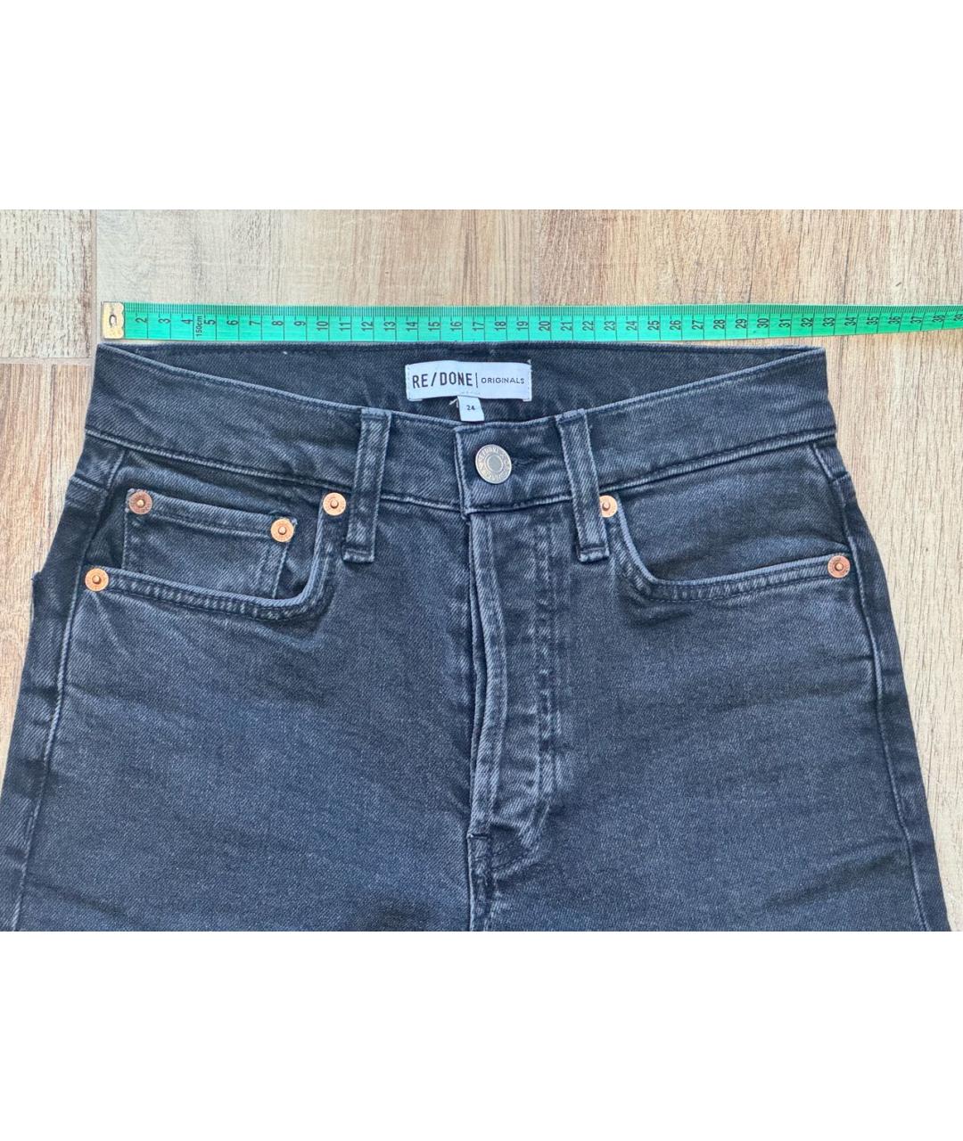 RE/DONE Антрацитовые хлопко-эластановые прямые джинсы, фото 4