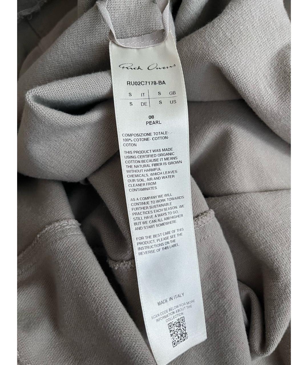 RICK OWENS Бежевая хлопковая майка, фото 4