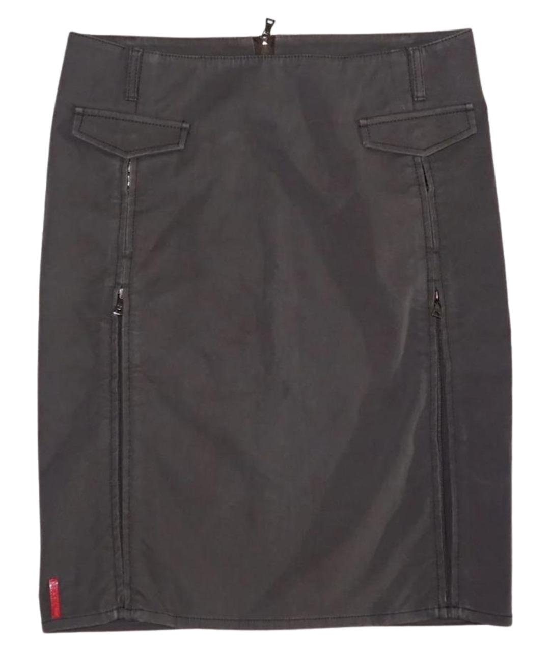 PRADA Хаки хлопковая юбка миди, фото 1