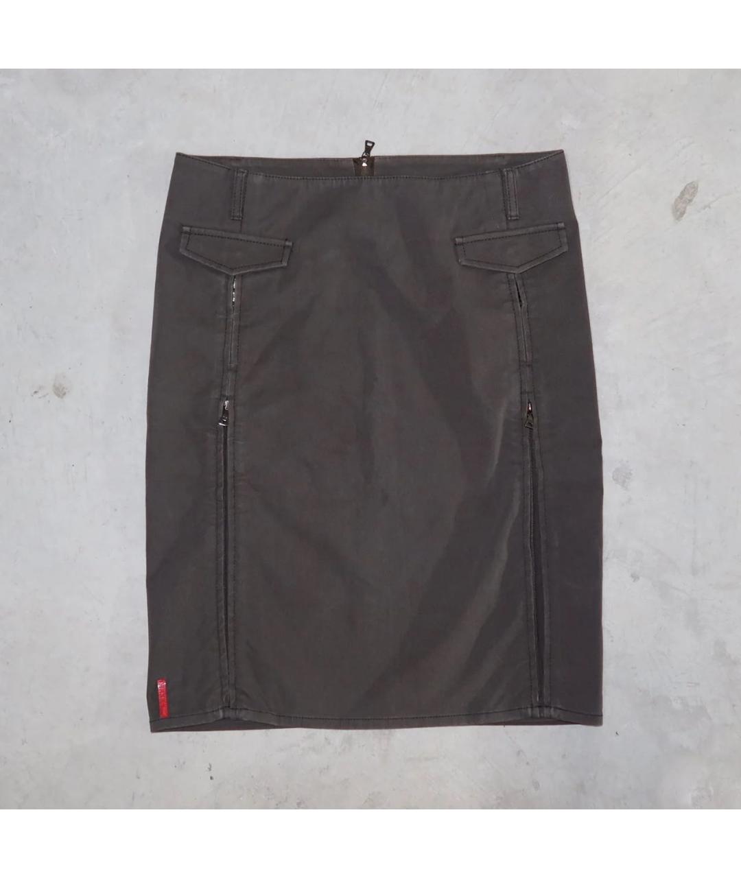 PRADA Хаки хлопковая юбка миди, фото 9