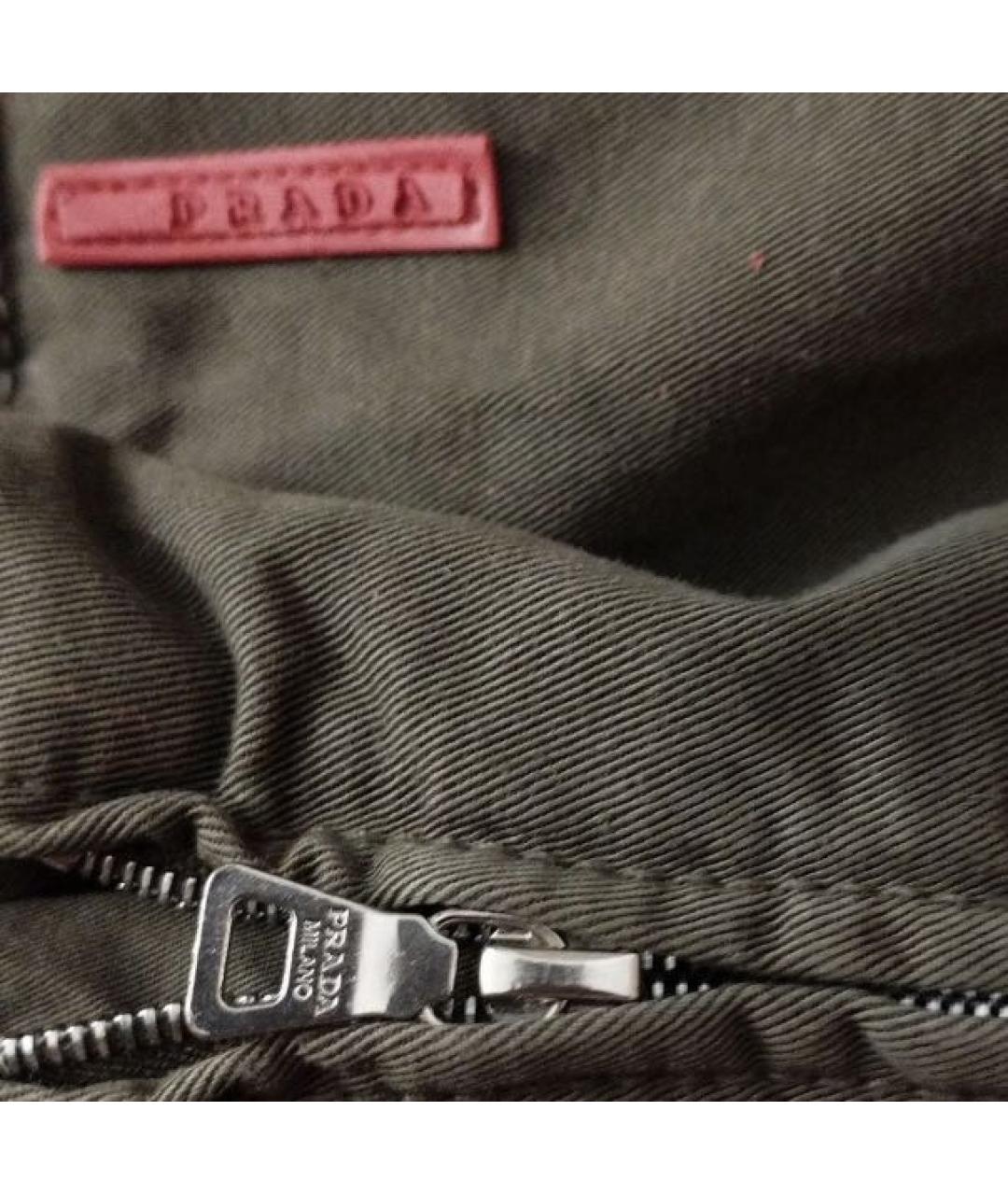 PRADA Хаки хлопковая юбка миди, фото 4