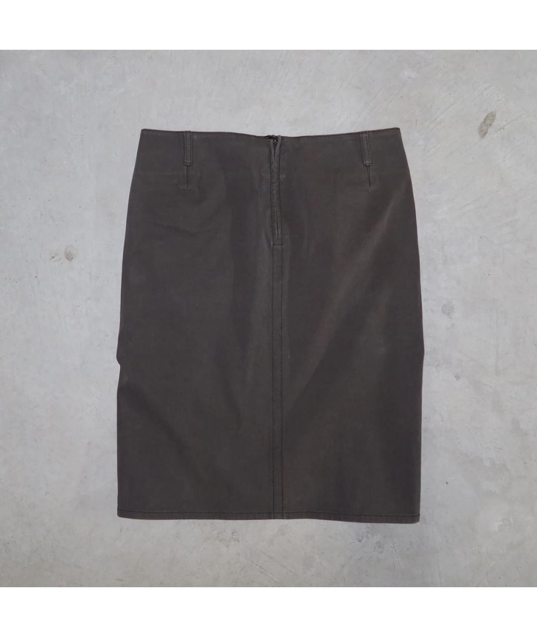 PRADA Хаки хлопковая юбка миди, фото 2