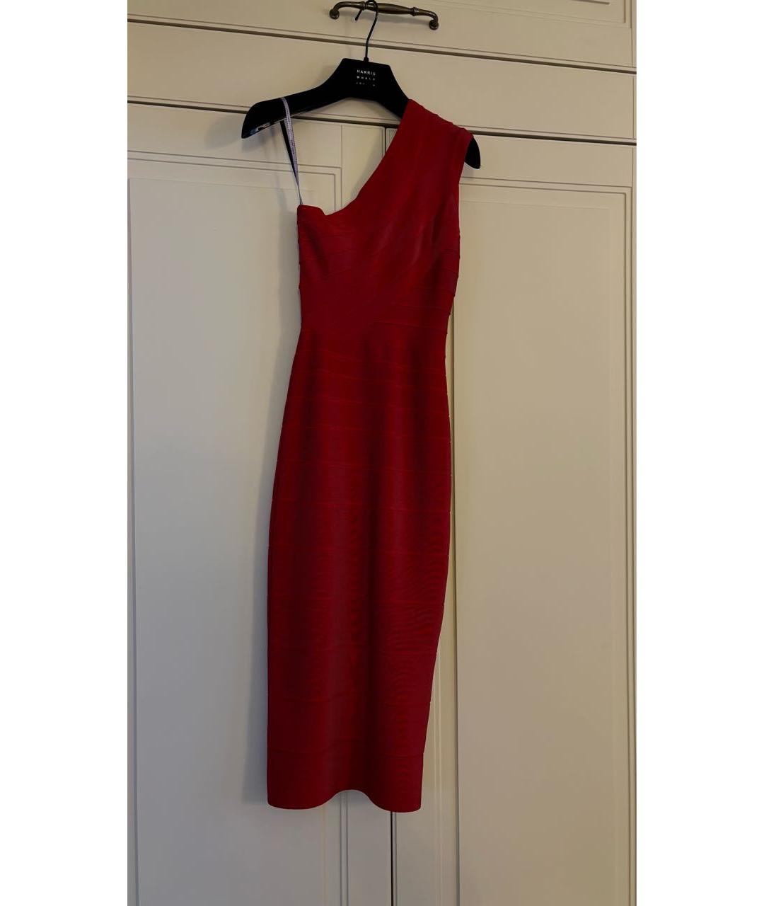 HERVE LEGER Красное вискозное коктейльное платье, фото 6