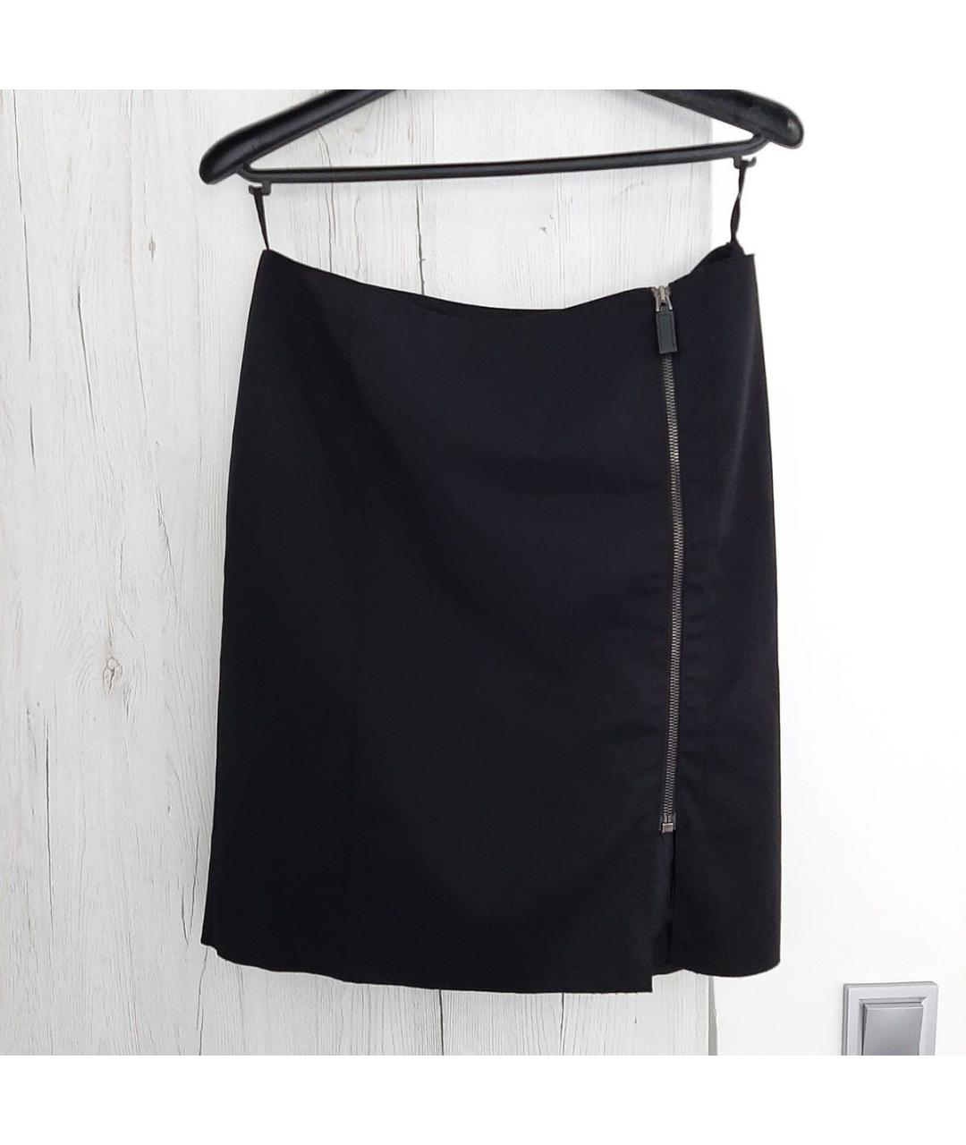 PRADA Черная шерстяная юбка миди, фото 1
