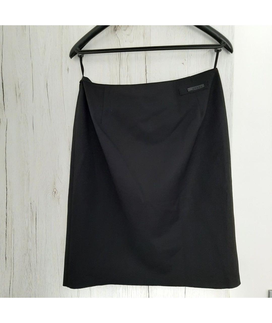PRADA Черная шерстяная юбка миди, фото 2