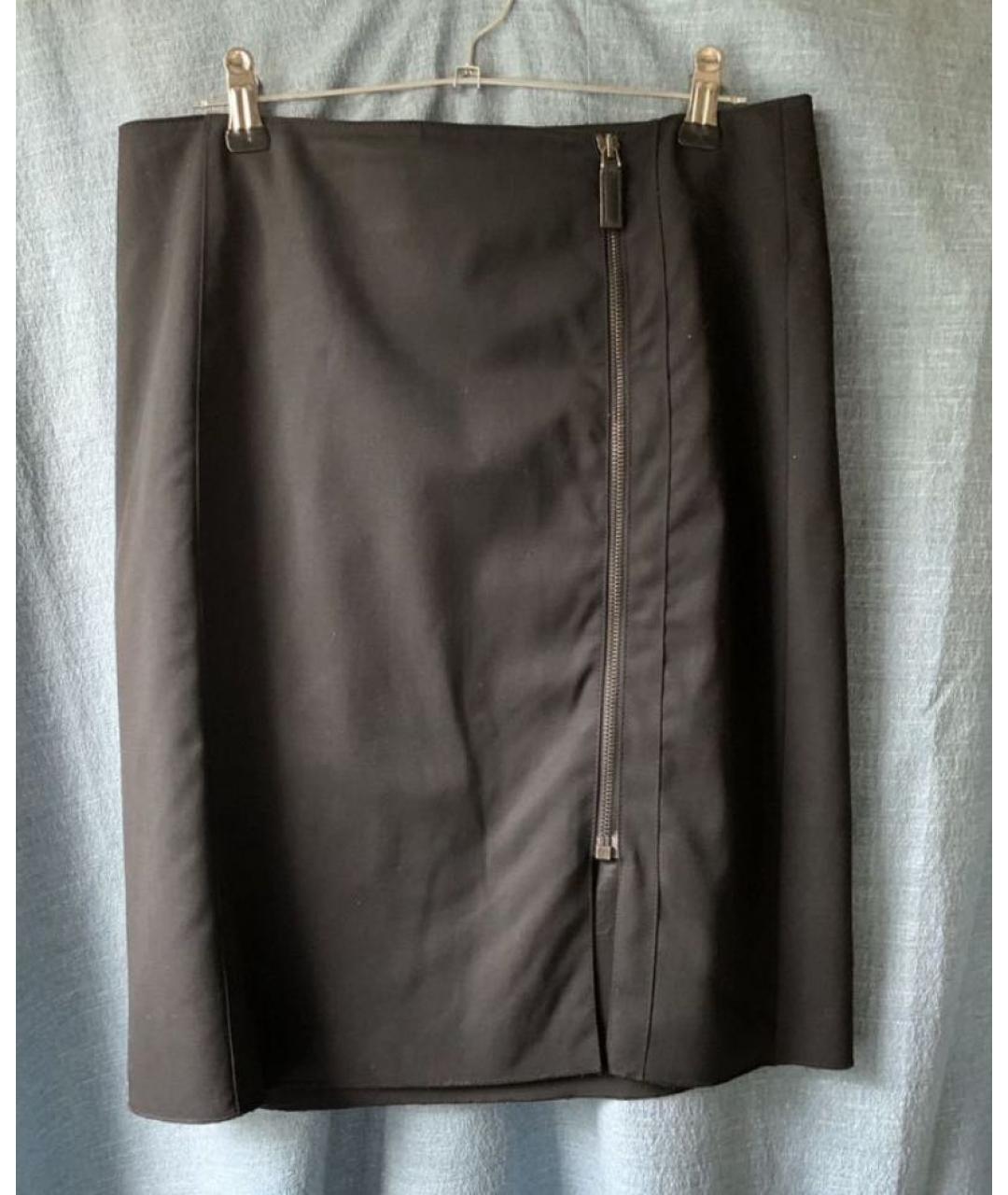 PRADA Черная шерстяная юбка миди, фото 5