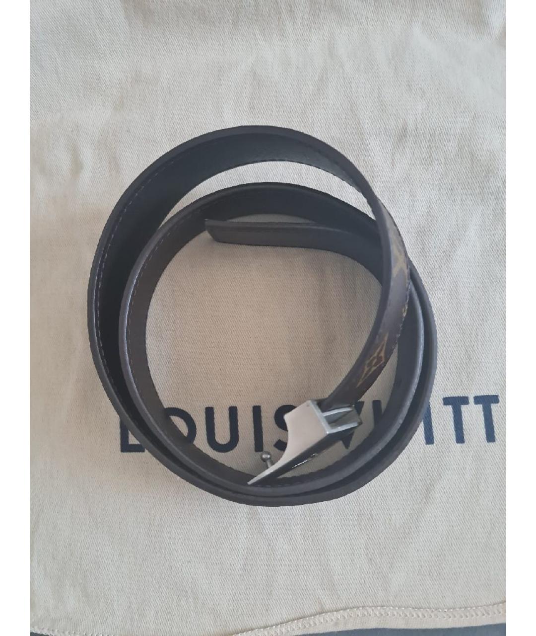 LOUIS VUITTON Коричневый кожаный ремень, фото 4
