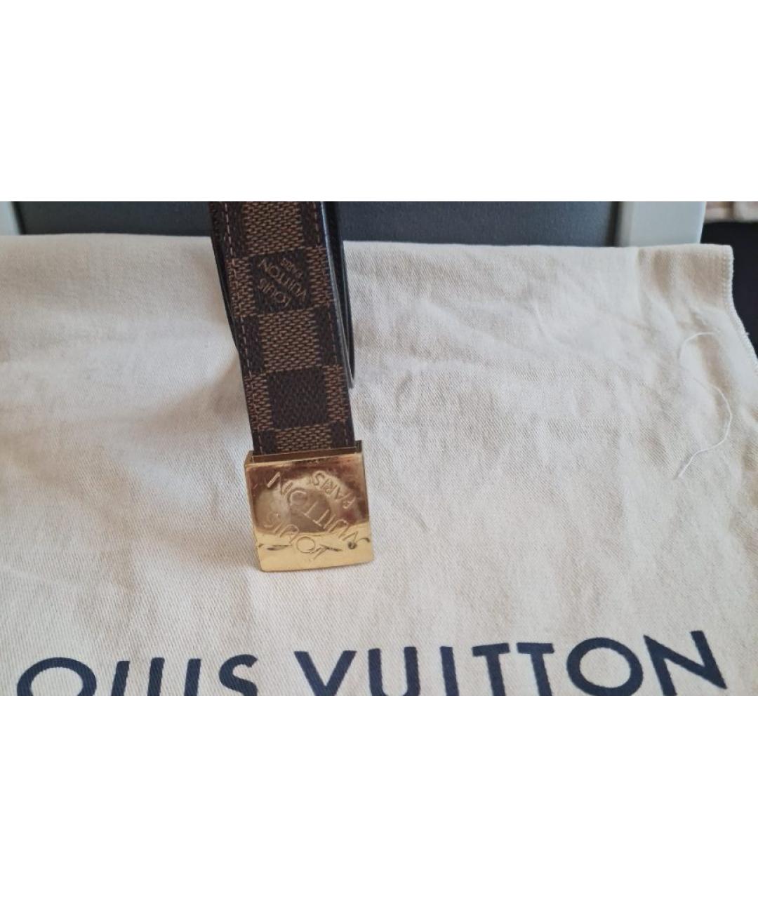 LOUIS VUITTON Коричневый кожаный ремень, фото 2