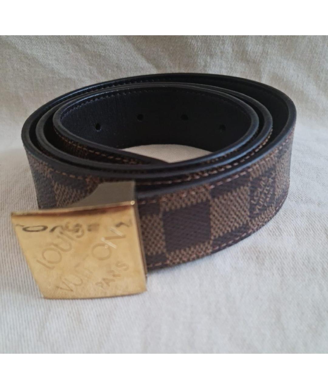 LOUIS VUITTON Коричневый кожаный ремень, фото 4