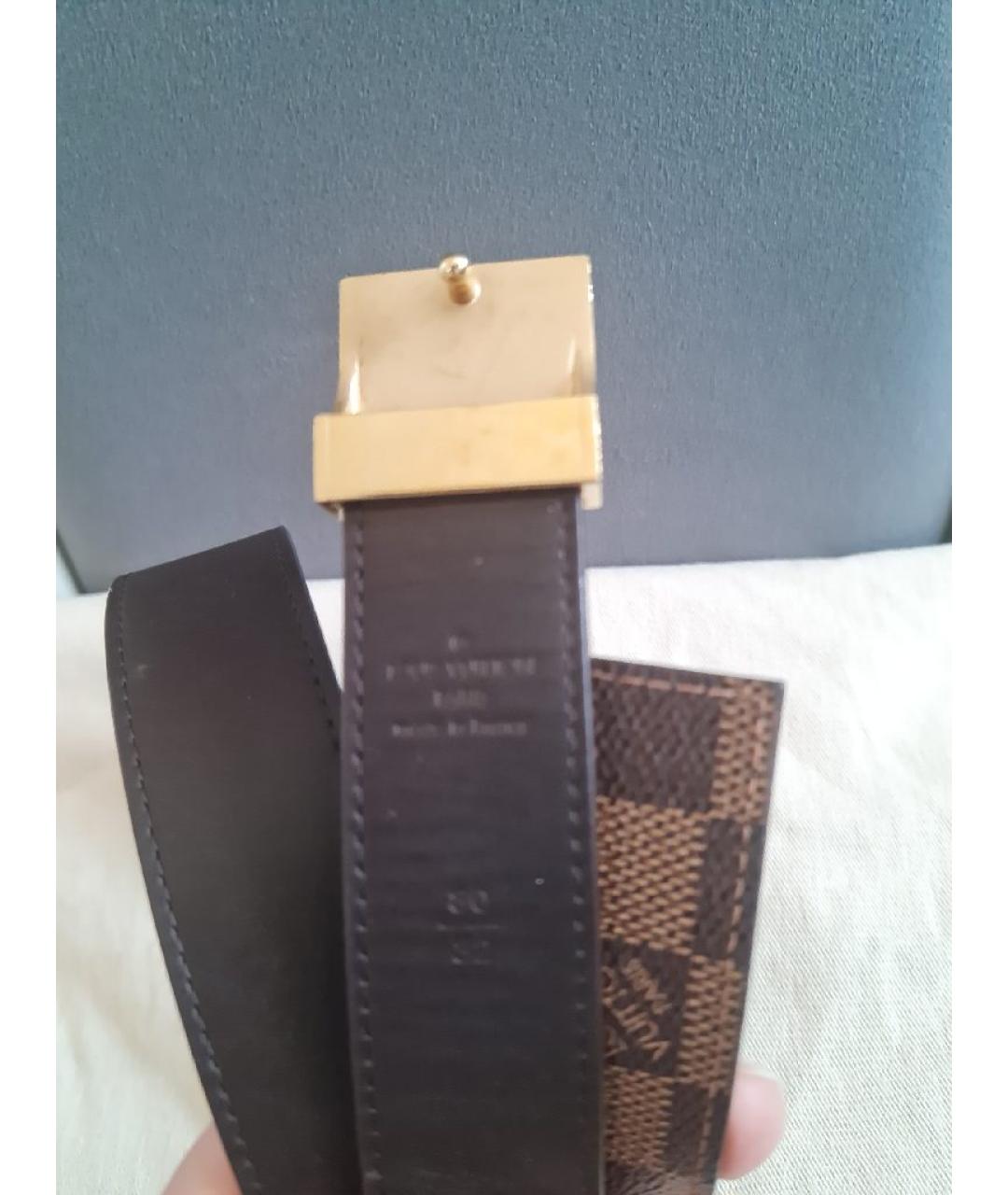 LOUIS VUITTON Коричневый кожаный ремень, фото 3