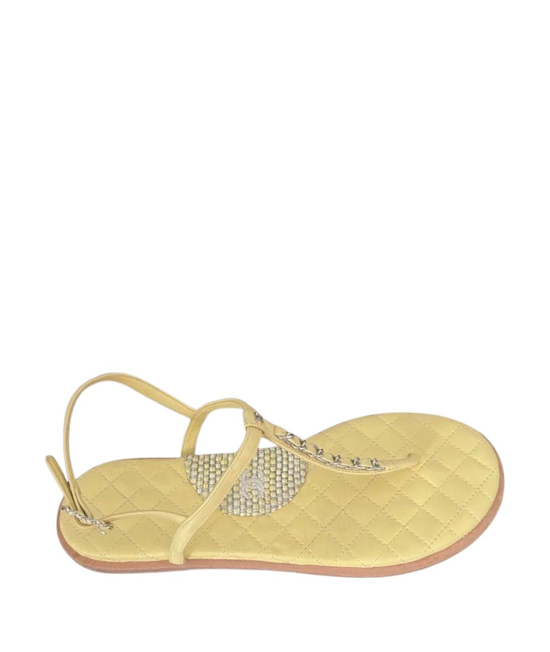 CHANEL Желтые кожаные сандалии, фото 1