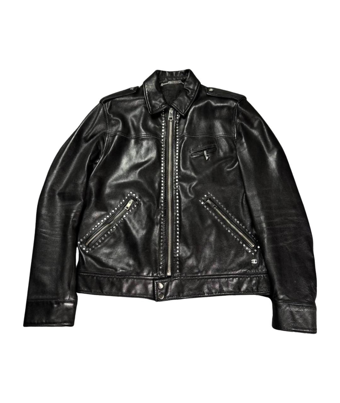 JUST CAVALLI Черная кожаная куртка, фото 1