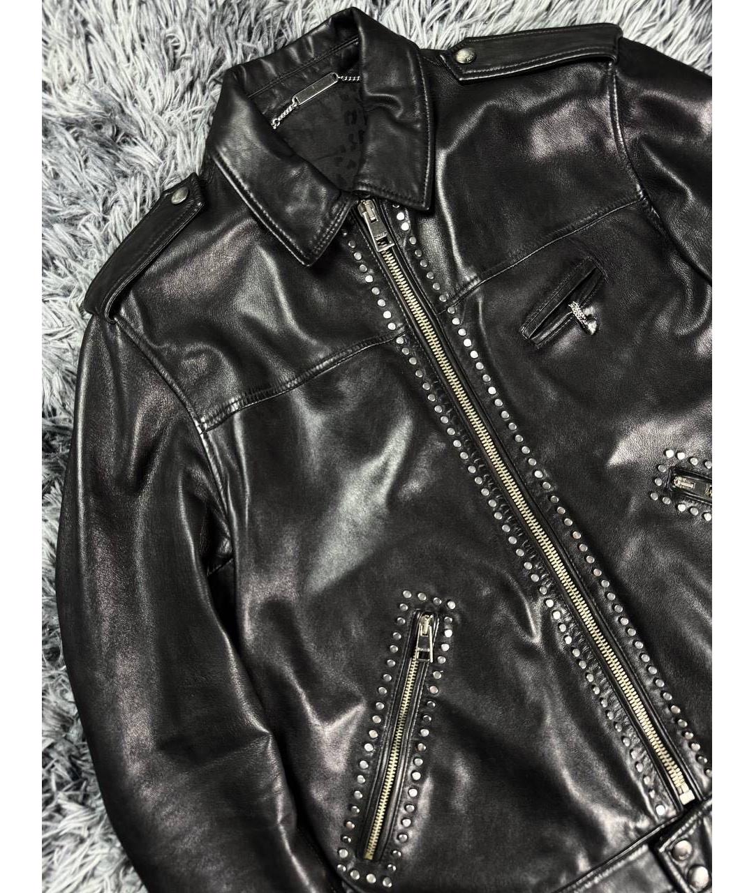 JUST CAVALLI Черная кожаная куртка, фото 4