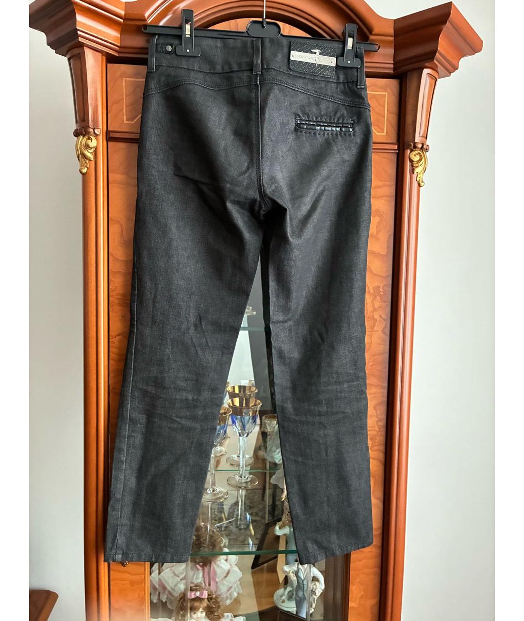 TRUSSARDI JEANS Антрацитовые хлопко-эластановые джинсы слим, фото 2