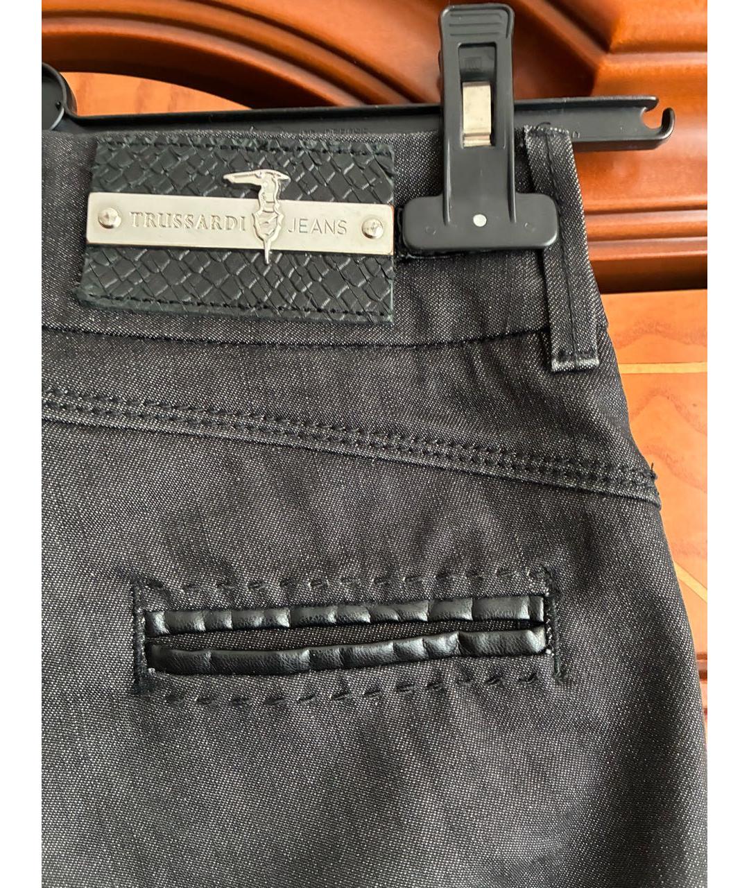 TRUSSARDI JEANS Антрацитовые хлопко-эластановые джинсы слим, фото 4