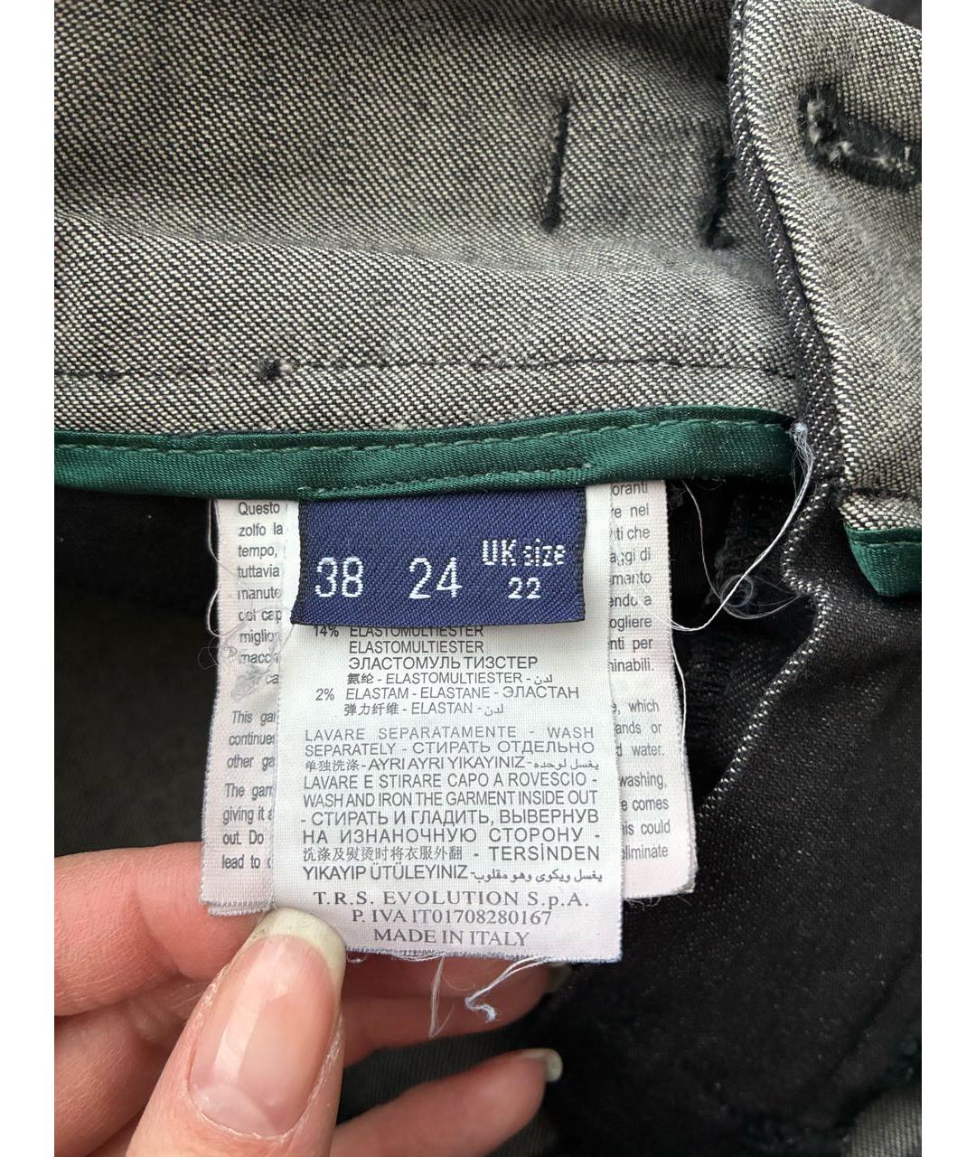 TRUSSARDI JEANS Антрацитовые хлопко-эластановые джинсы слим, фото 5