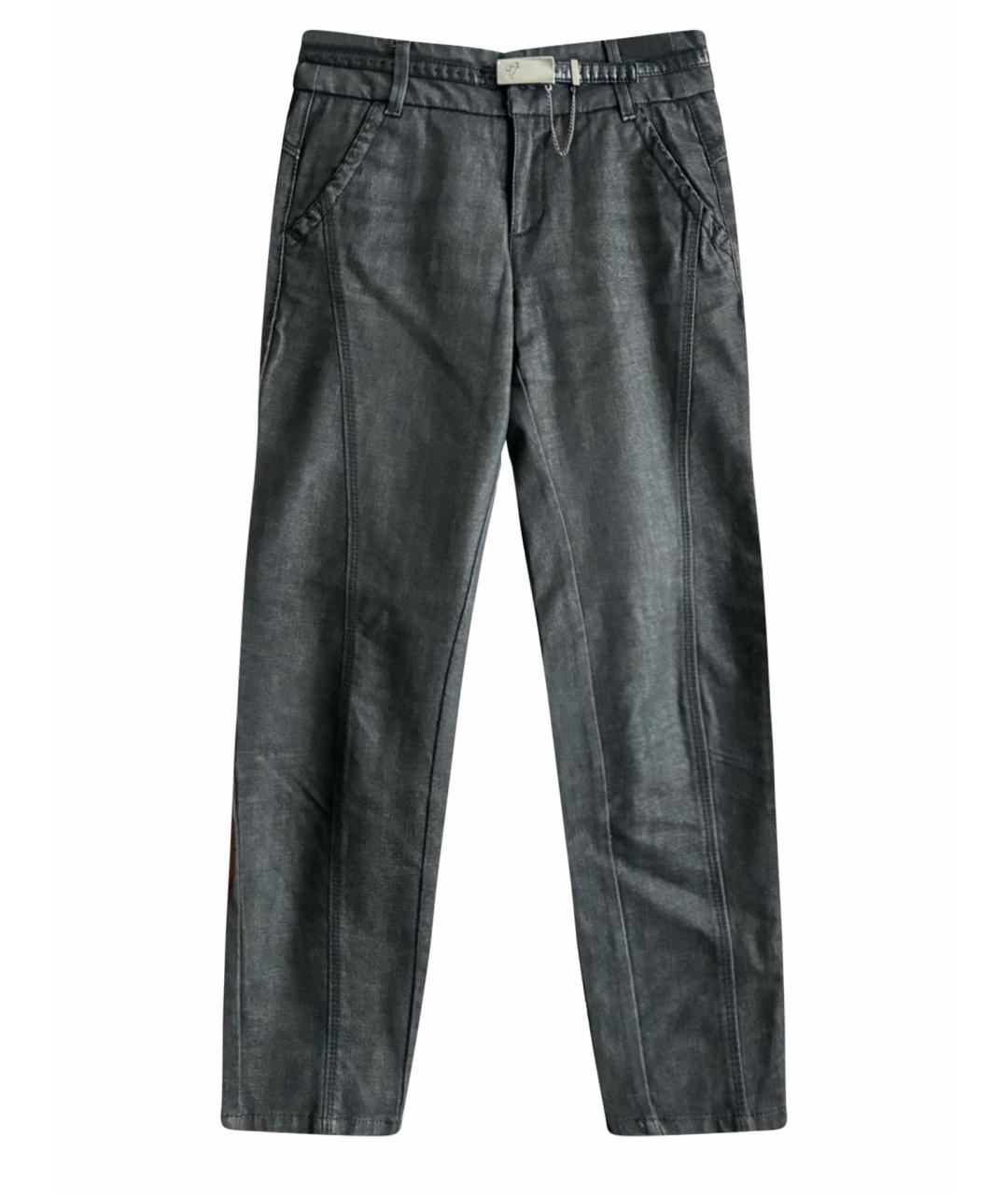 TRUSSARDI JEANS Антрацитовые хлопко-эластановые джинсы слим, фото 1