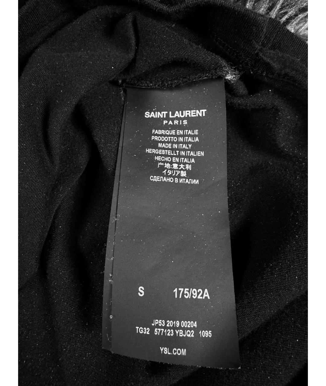 SAINT LAURENT Черная хлопковая футболка, фото 5