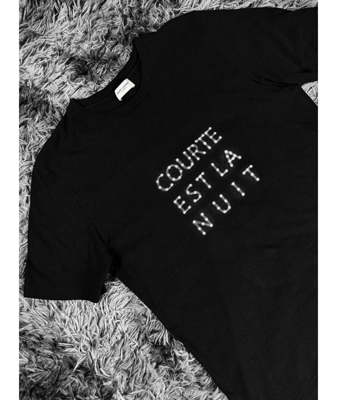 SAINT LAURENT Черная хлопковая футболка, фото 3