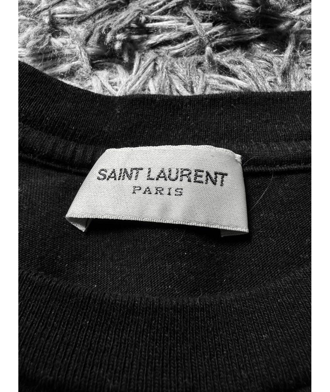 SAINT LAURENT Черная хлопковая футболка, фото 4