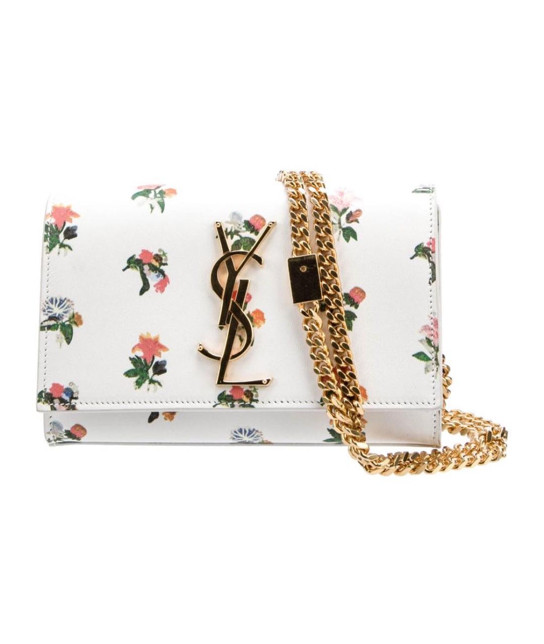 SAINT LAURENT Белая кожаная сумка через плечо, фото 5