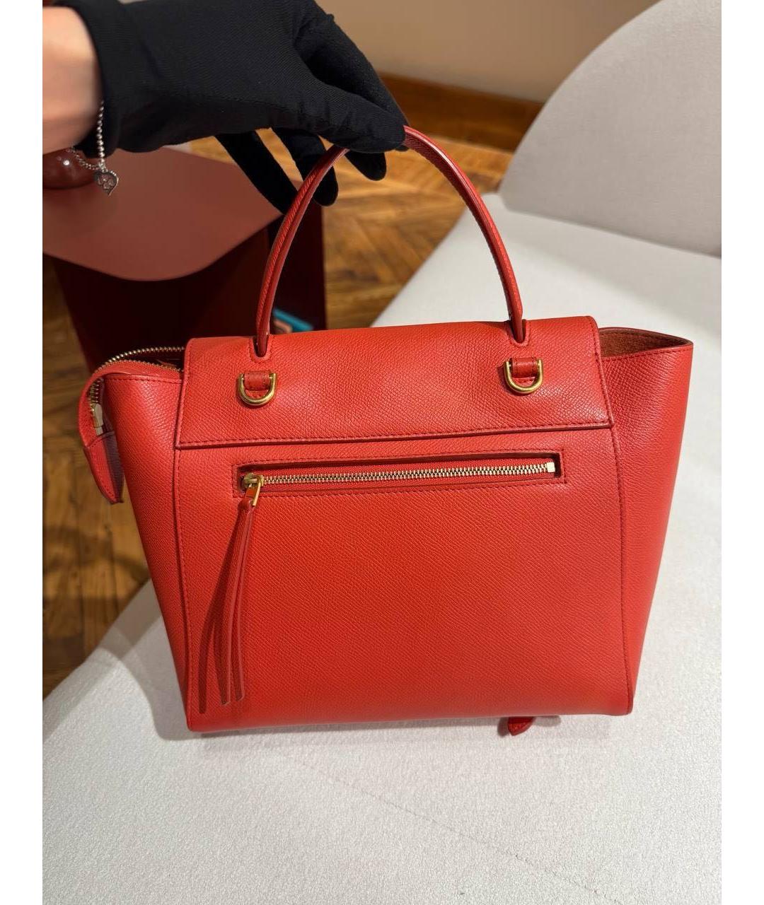 CELINE Красная кожаная сумка с короткими ручками, фото 3