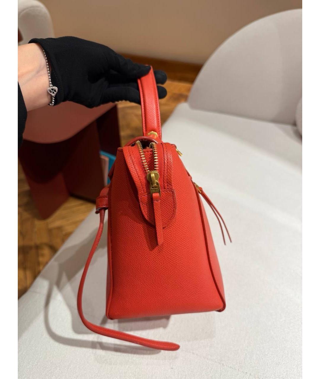 CELINE Красная кожаная сумка с короткими ручками, фото 2