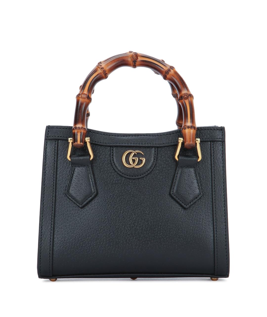 GUCCI Черная кожаная сумка тоут, фото 1