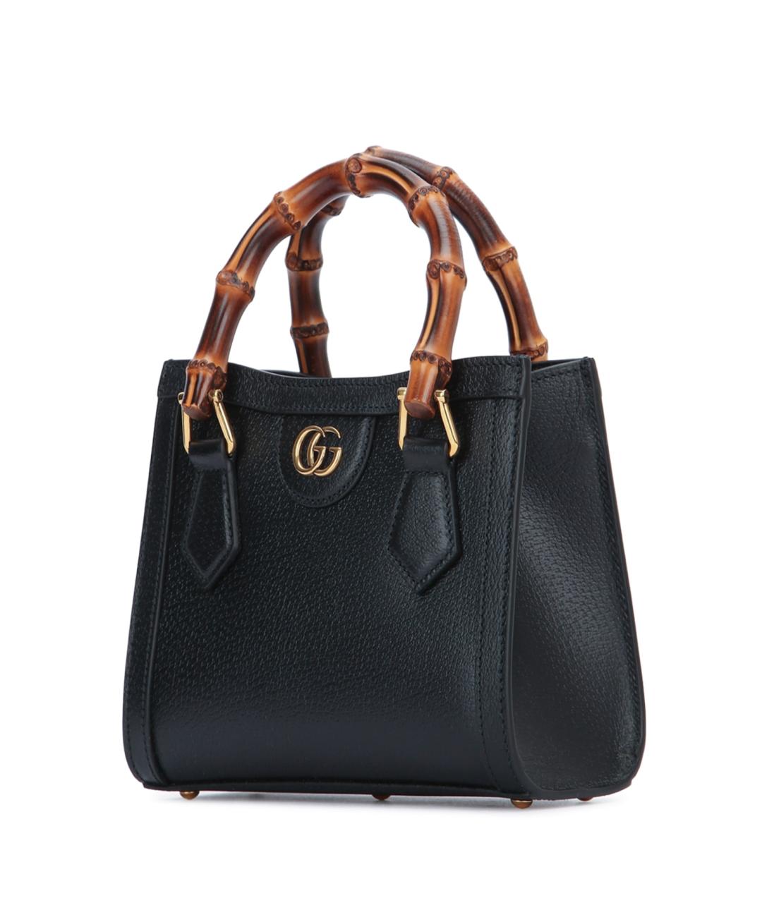 GUCCI Черная кожаная сумка тоут, фото 2