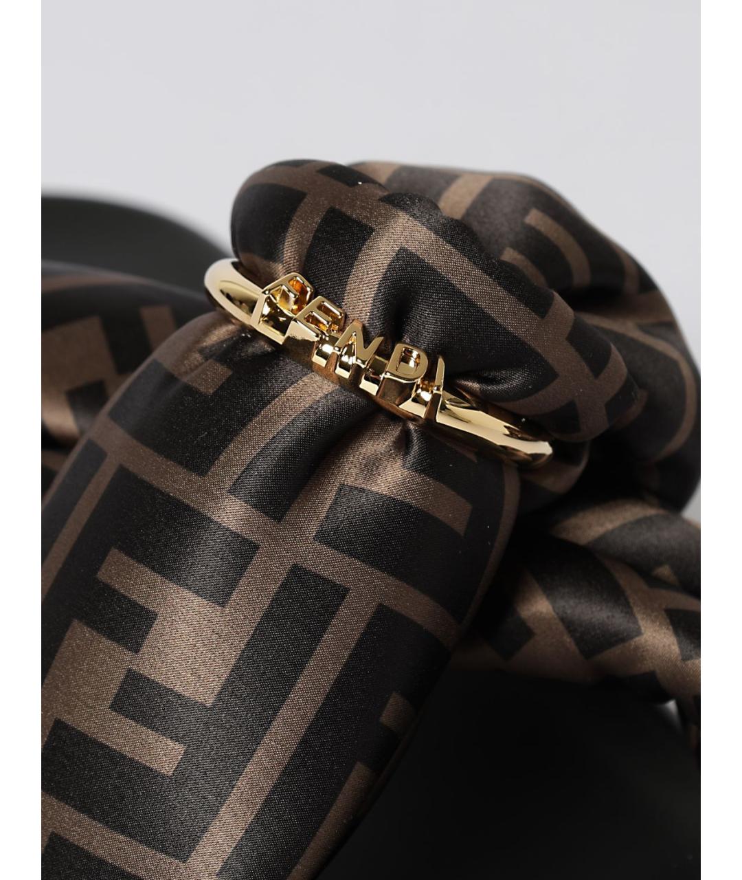 FENDI Коричневые текстильные сандалии, фото 4