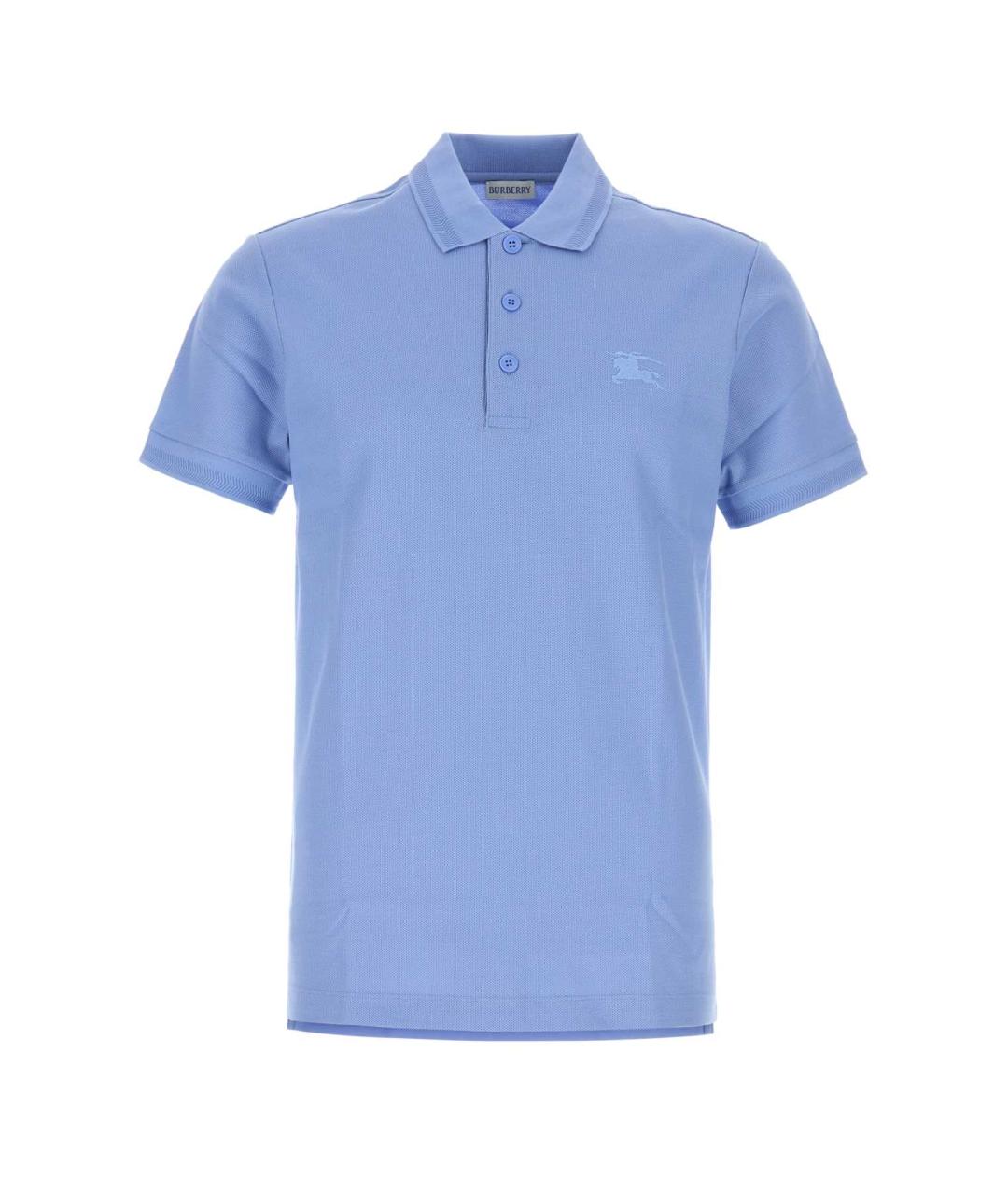 BURBERRY Голубое хлопковое поло с коротким рукавом, фото 1