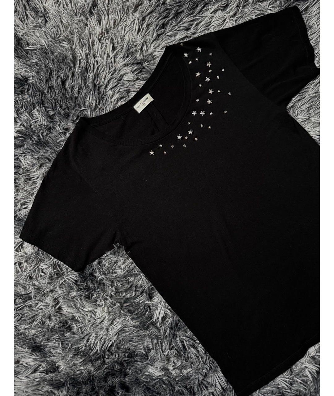 SAINT LAURENT Черная хлопковая футболка, фото 4