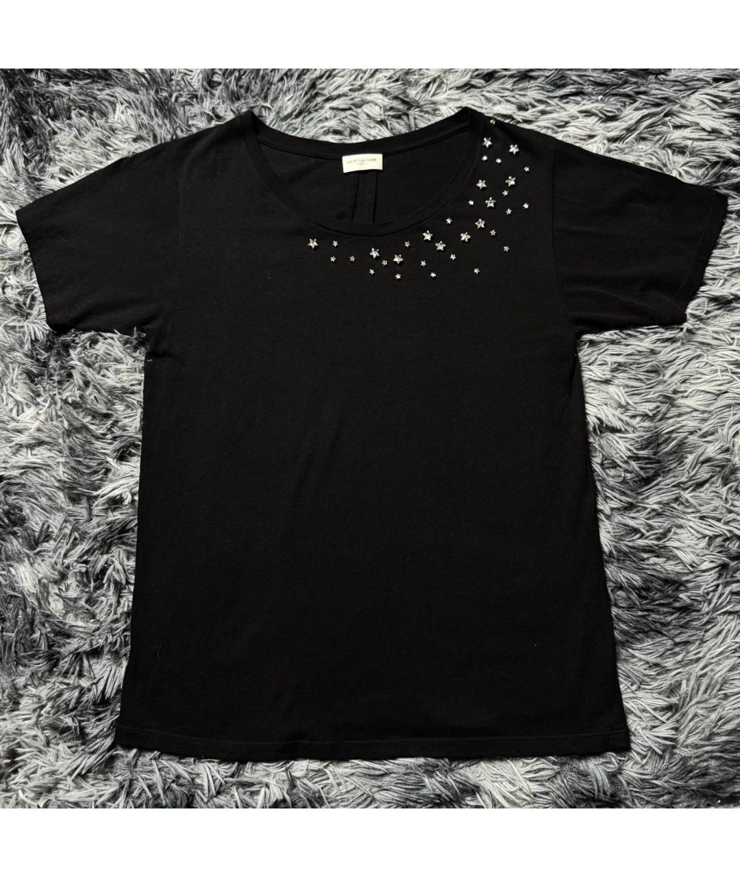 SAINT LAURENT Черная хлопковая футболка, фото 5